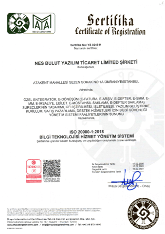 ISO/IEC 20000-1 sertifika belgesi önizlemesi
