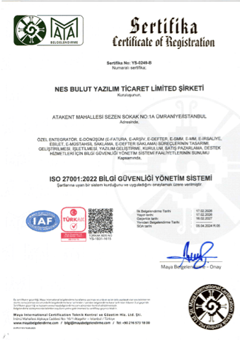ISO/IEC 27001 sertifika belgesi önizlemesi